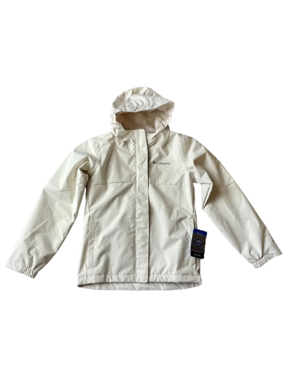 Columbia Girls Hikebound II Omni-Tech Rain Jacket XS 6/7 Chalk NWT